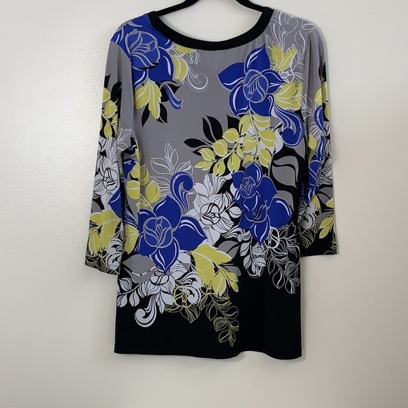 JM Collection Women's 3/4 Sleeve Floral Multicolored Top Size M - Picture 2 of 6
